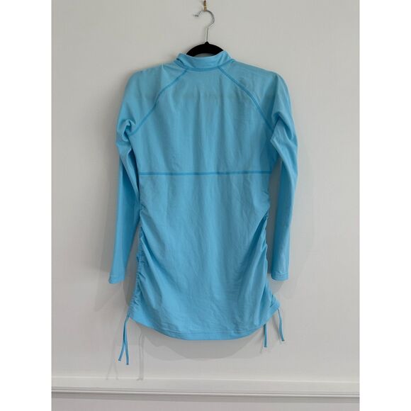 Coolibar Women's Lawai Ruche Swim Shirt in Arctic Blue - EUC - Sz. S - Picture 2 of 10